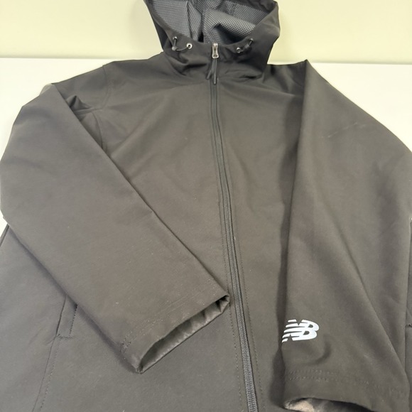 New Balance Running Hood Jacket Black Womens Sz L Fit M *Tall/Long Zip Pockets - Picture 4 of 9
